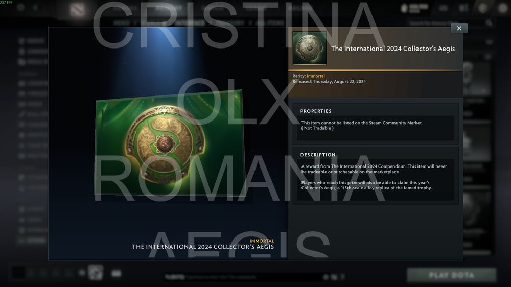 Trofeu original Dota 2 – Aegis of Champions 2024