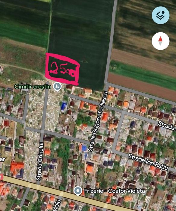 Vând teren intravilan 2500 de metri, Valu lui Traian pe partea dreaptă