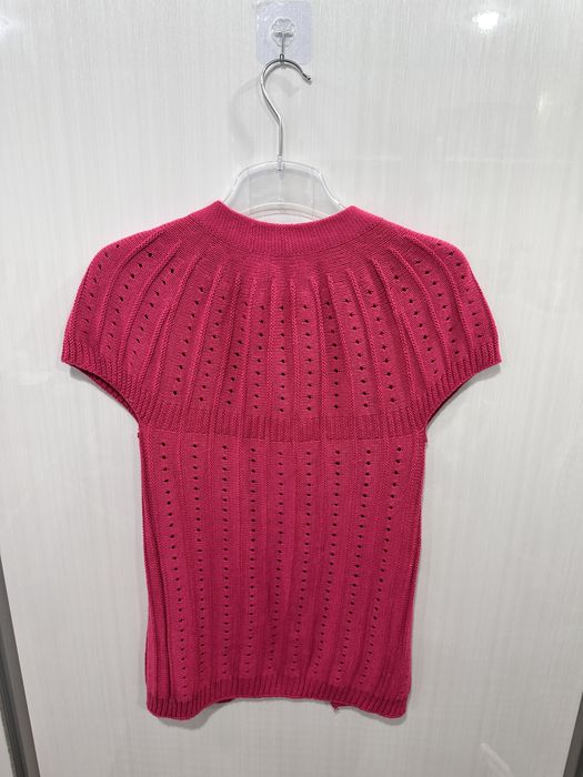 Cardigan tricotat damă, culoare fucsia, mânecă scurtă