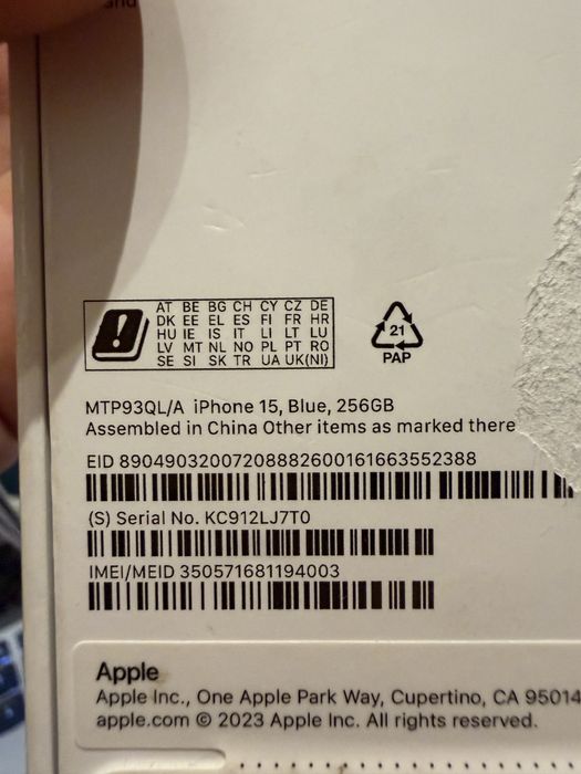 Iphone 15, 256GB