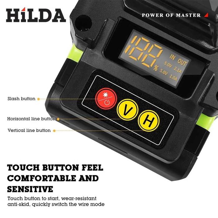 Nivelă Laser HILDA 4D 16 Linii, Fascicul Verde 360°, Auto-Nivelare nou