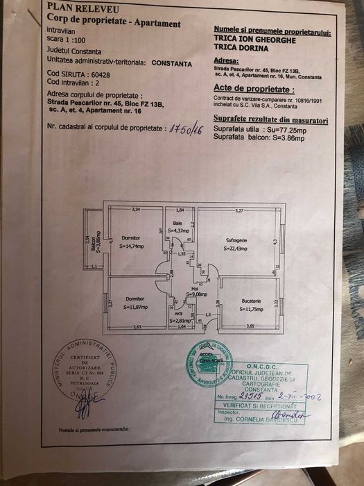 Apartament 3 camere decomandat – Faleza NORD | 78 mp utili | 190.000 E