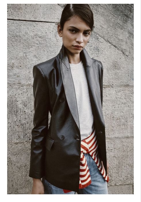 Sacou piele ZARA negru piele ecologica