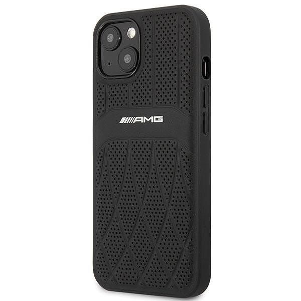 Amg amhcp13mosdbk iphone 13 / 14 / 15 6.1" black hardcase with leather