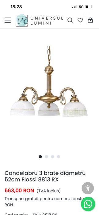 Lustra Candelabru Flossi 3 brate bronz 3 globuri model premium