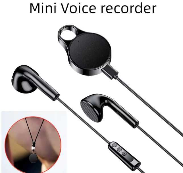 Android OTG MP3 Плеър Колие Ключодържател Подслушвател Ултрасензитивен Диктофон Гласова Активация Omnidirectional Двоен Динамичен Микрофон Обхват 200М