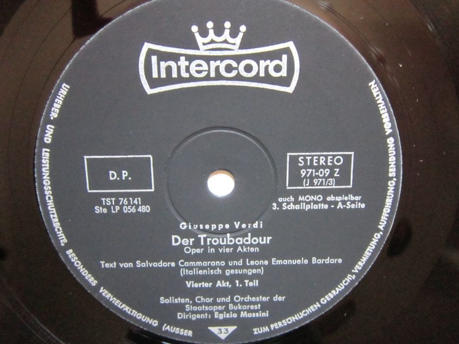 rar vinil Verdi Trubadurul 3LP in Italiana, made Germany 1968