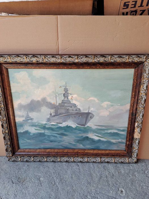 tablou vechi pictura pe placaj 72/57 cm