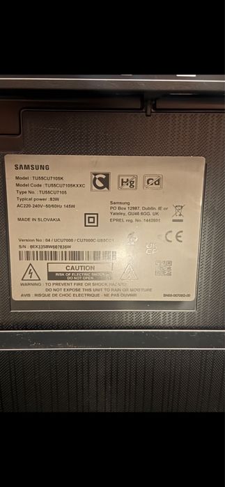 Televizor Smart TV Samsung 55CU7105, 140 cm (55"), 4K Ultra HD, LED, Tizen OS
