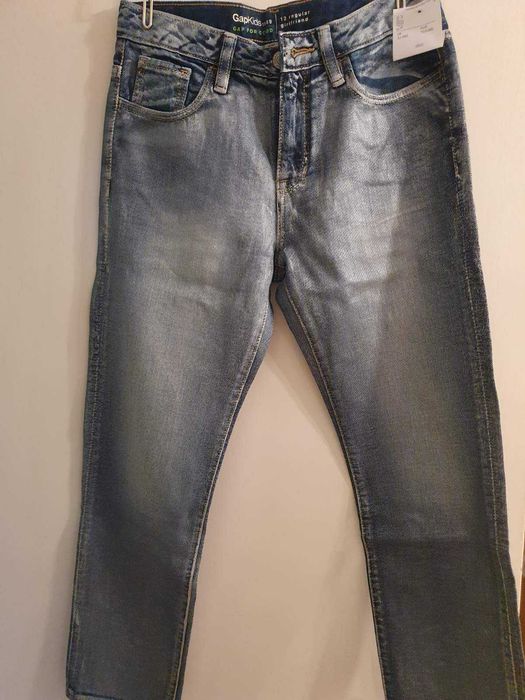 Нови дънки GAP с лъскав сребърен ефект 12 год