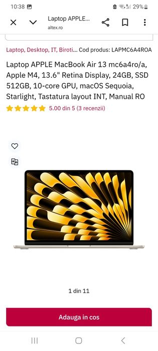 Macbook air m4 24 512