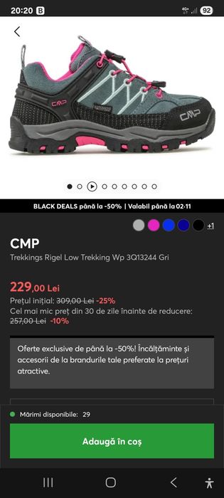 Pantofi copii trekking CMP impermeabili 28