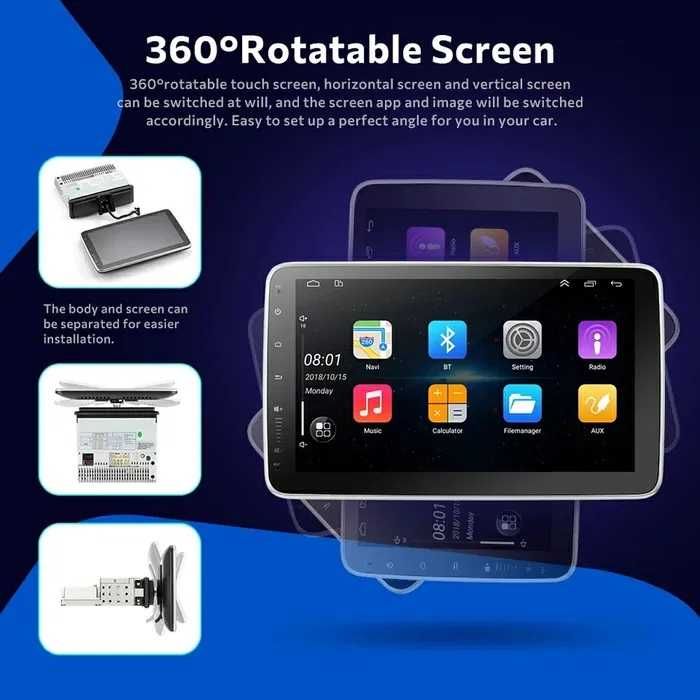 Универсална мултимедия 1 дин 10.1 инч екран Андроид, 9инч монитор