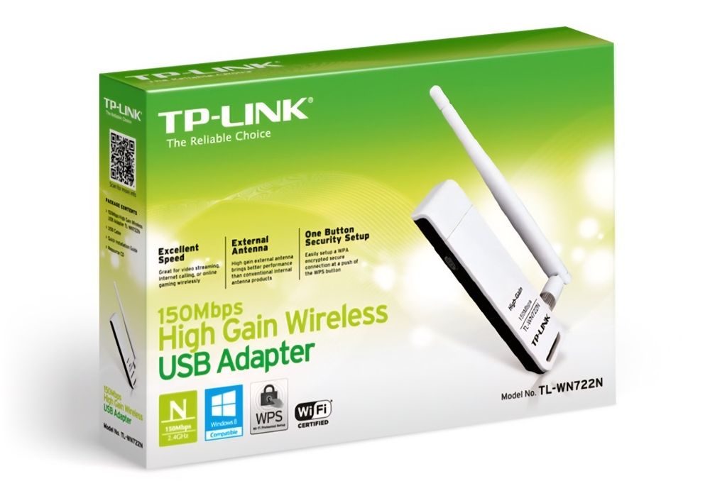 Адаптер wireless TP-LINK TL-WN722N, USB