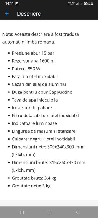 Espressor cafea Samus, nu incalzeste, pompa buna