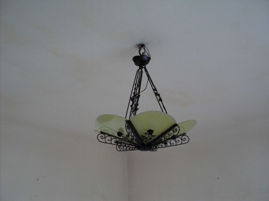 Real vintage!! Lustra din fier forjat si sticla sablata, anii '50-60
