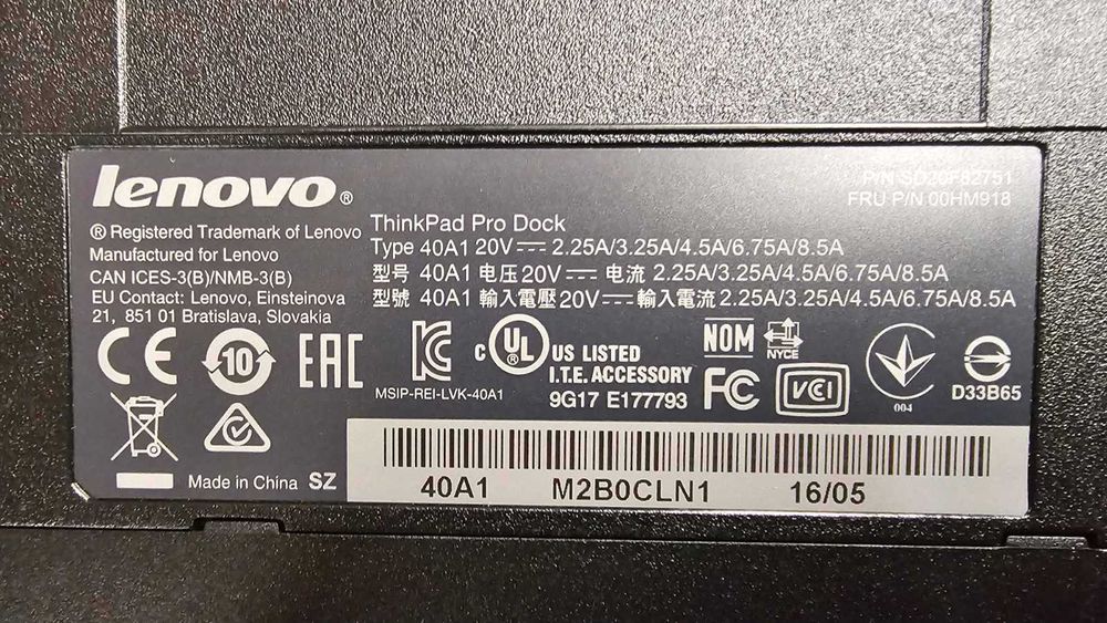Докинг станция Lenovo ThinkPad Pro Dock, USB 3.0, 40A1