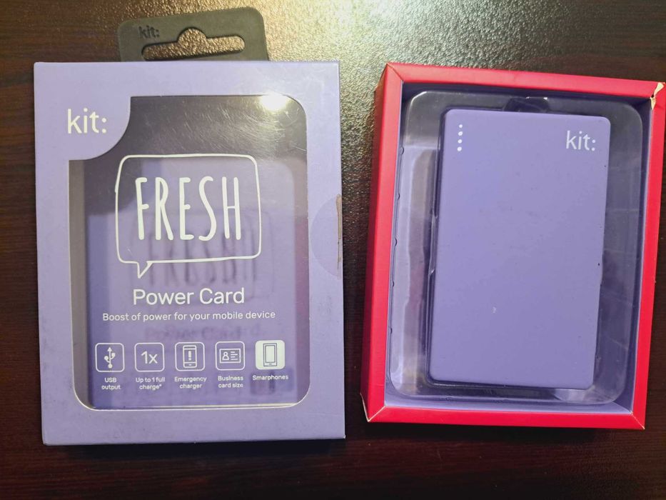 НОВА Външна батерия много тънка Business Card, 2000 mAh, Лилава KIT