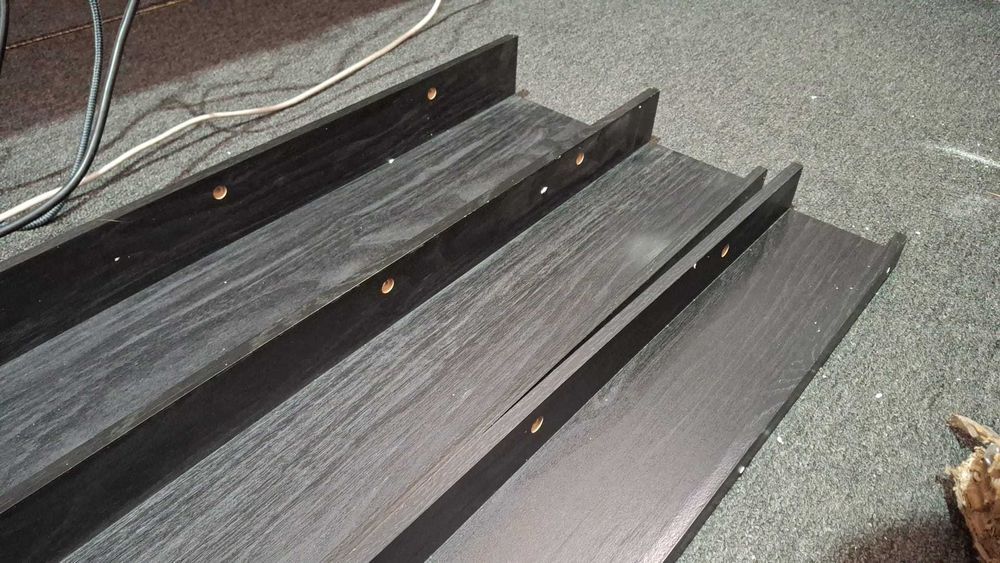 Set 3 etajere de perete EXYGLO, 90 cm, negre