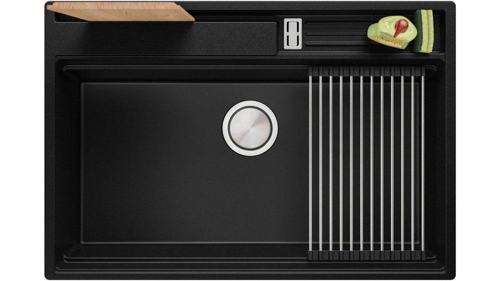 Черна кухненска мивка от гранит Осло 80 Премиум 780 x 530 мм