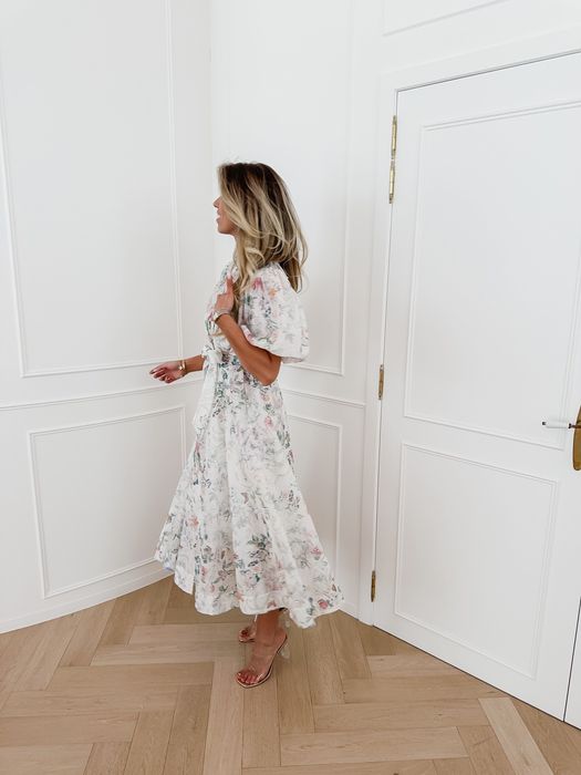 Рокля с кристали лен с памук камъни цветя