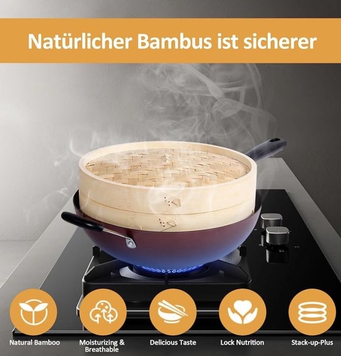 aburitor din bambus cu 2 niveluri, diametru 21 cm