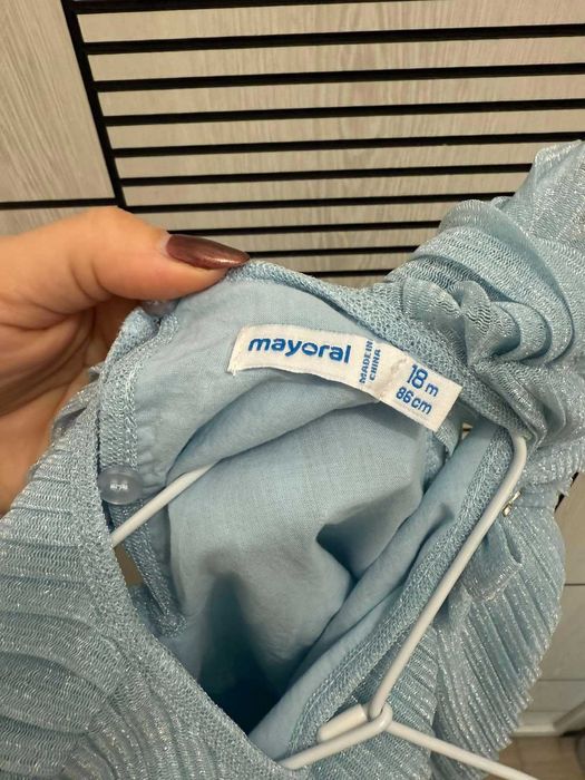 Синя плисирана рокля с къс ръкав Mayoral