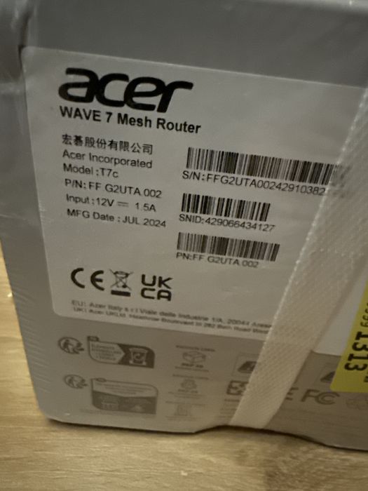 Sistem Mesh Router Acer Wave 7 T7c Dual Pack 2 Buc WiFi 7 BE6400 6GHz MLO 2.5GbE Gigabit Internet Casa Gaming Nou Sigilat