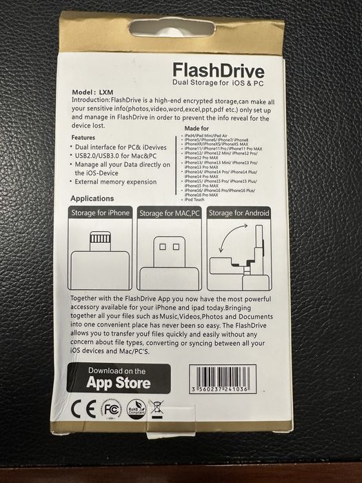 Stick 512GB dual flash drive, extensie memorie iPhone, iPad, Andoid,PC