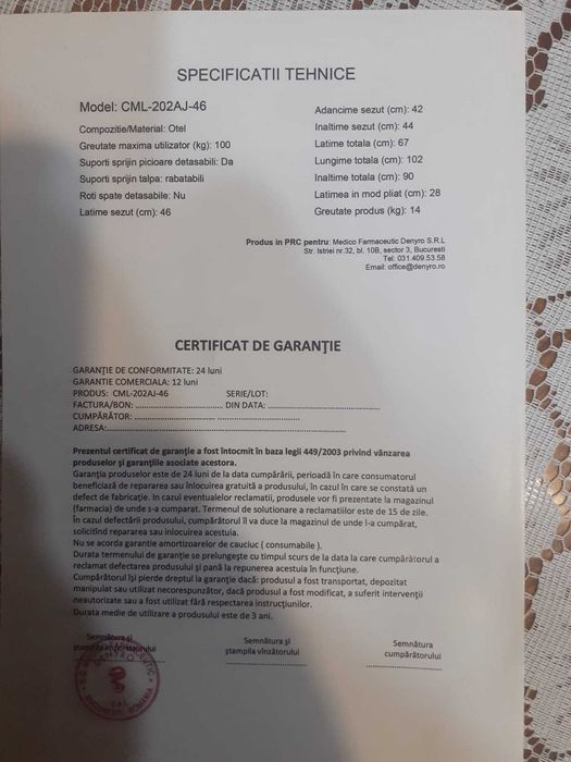 Carucior cu rotile pliabil