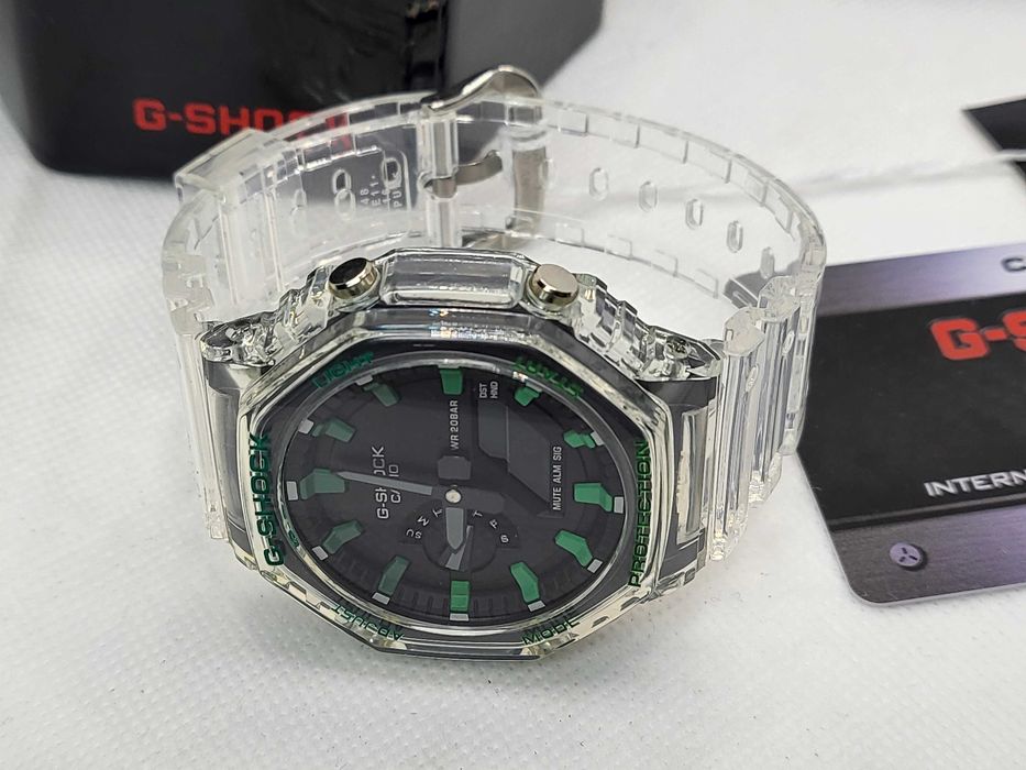 Ceas Sport Casio g shock ga 2100 Jellyfish , Transparent verde , Nou,Garantie 2 ani
