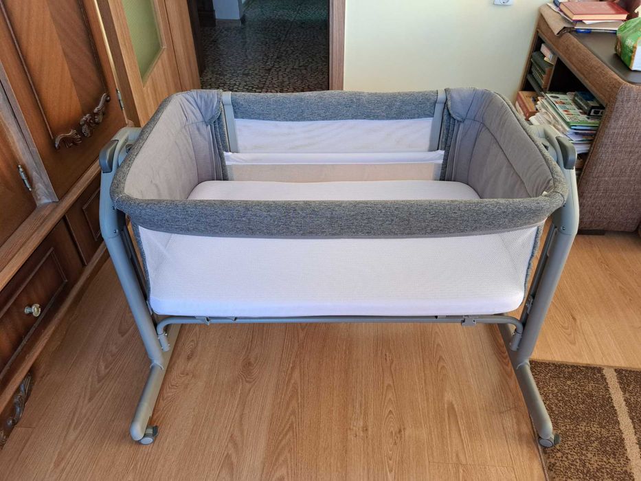 Бебешка кошара с падаща страна Chicco - Next 2 Me Magic Evo, Dark Grey