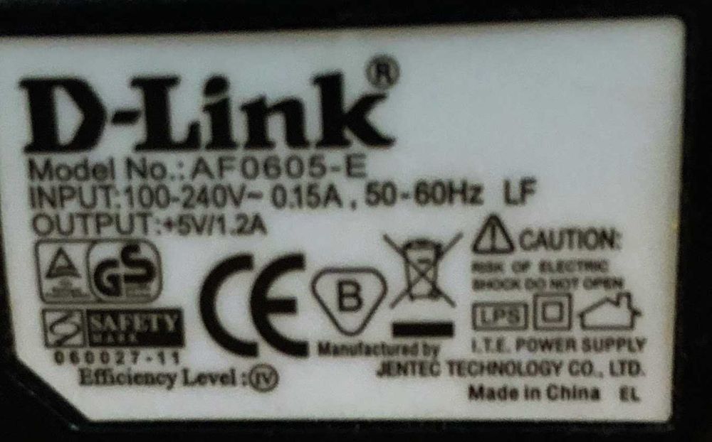 Adaptor D-Link, Model AF0605-E, 5V, 1.2A