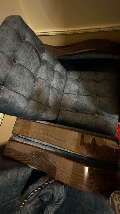 Диван и кресло синий