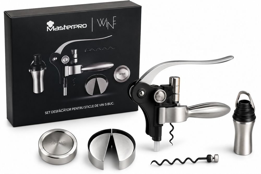 Set desfăcător pentru sticle de vin MasterPRO – 5 piese – Nou