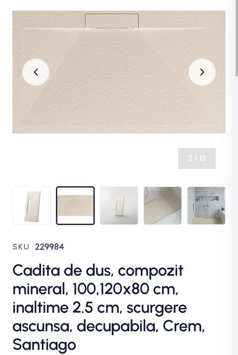 Cadita dus 100x80 îngropată compozit crem