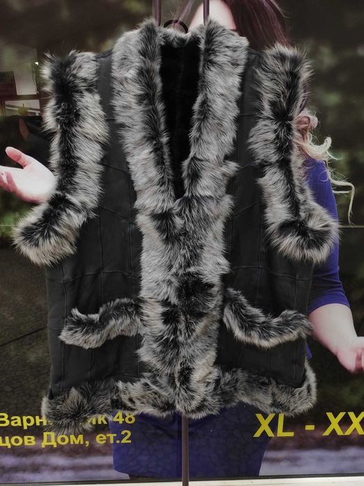 Големи размери дамска мода елек естествена кожа