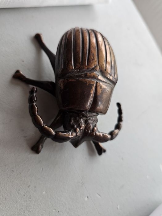 Scrumiera vintage din alama , trincket box scarabeu