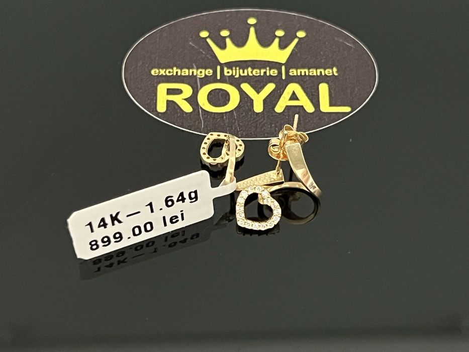 Bijuteria Royal CB : Cercei ondulati inimi aur 14k 1,64 grame