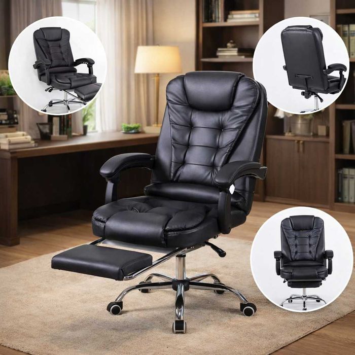 Ергономичен офис стол с масаж и подложка за крака – Релакс и комфорт