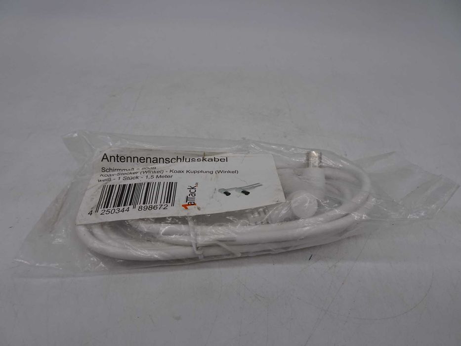 Cablu antena coaxial  mufa tata - mama, 1.5 m, 80dB, alb 2 buc