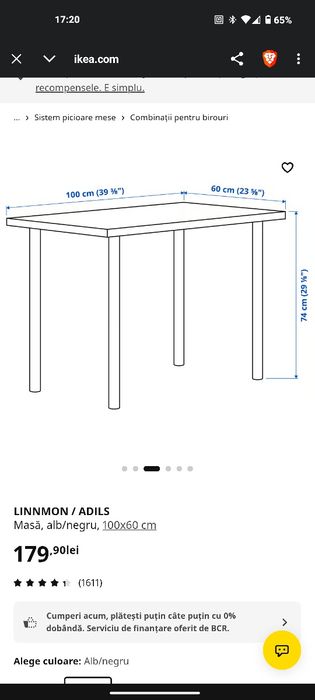 Birou/Masă IKEA Blat alb cu 4 picioare negre. Utilizată. Are uzuri  superficiale.
