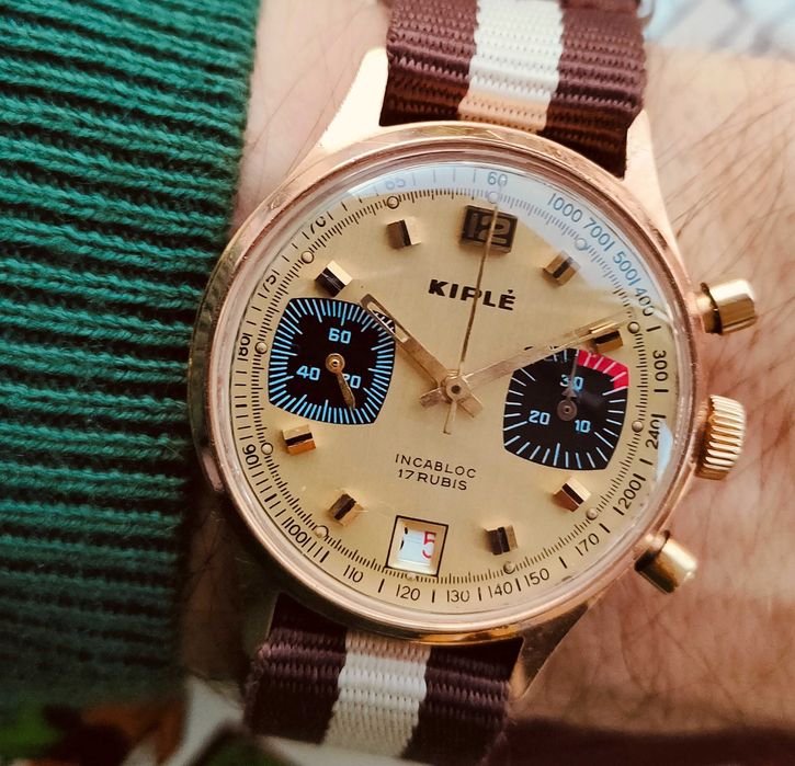 KIPLE Cronograf Vintage Panda Yachting, cal elvetian Valjoux 7734 data