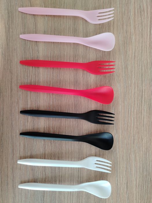 Bir martalik plastik qoshiq va vilka – rangli, mustahkam