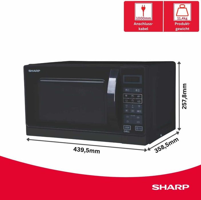 Микровълнова Sharp R642BKW 2-in-1 microwave with grill  20 L black