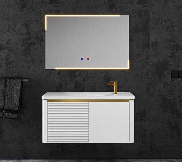 PVC шкаф за баня с мивка AURA 90 см White