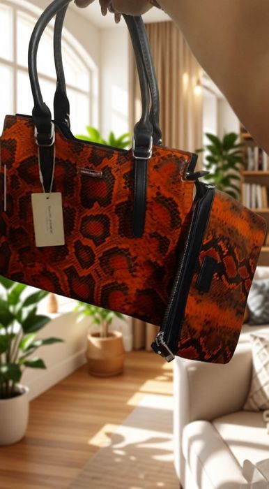 Сумка новая с клатчем 2в1 оранжевый с черным Яндекс или БТС почтой