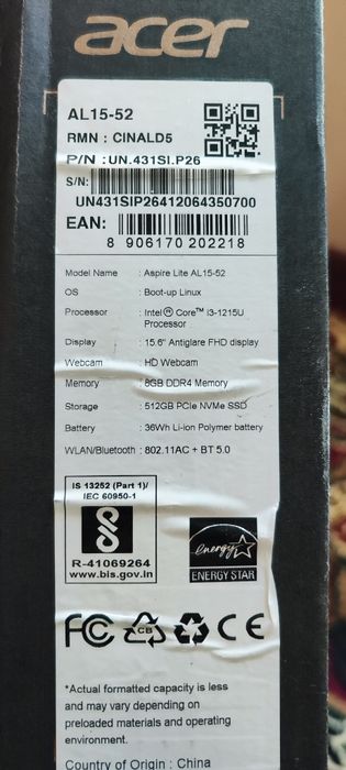 Acer Lite Al 15-52 Notebook