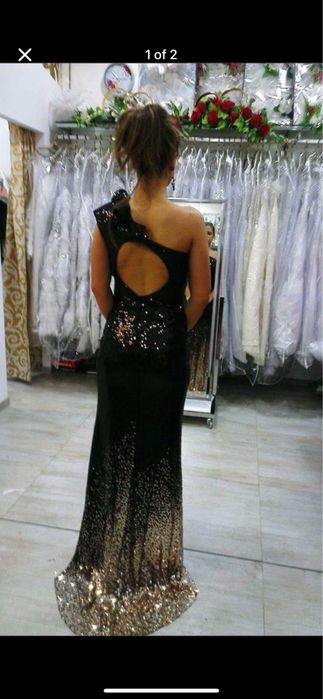 Черна бална рокля на пайети