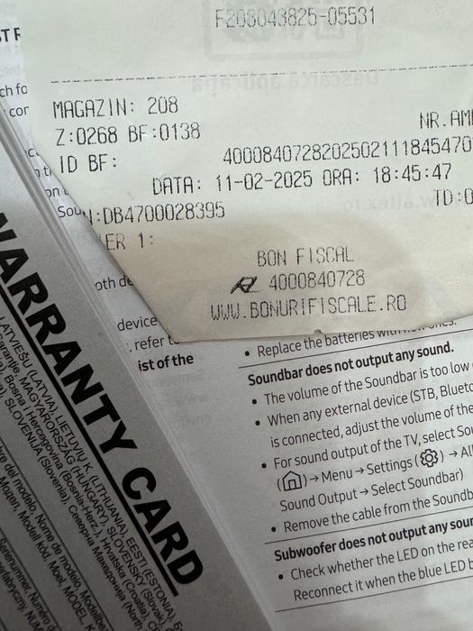 Soundbar Samsung 2.1 cu subwoofer